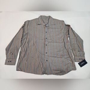 NWT Sonoma Mens sz XXL LONG SLEEVE Shirt Casual Button Down GRAY STRIPED